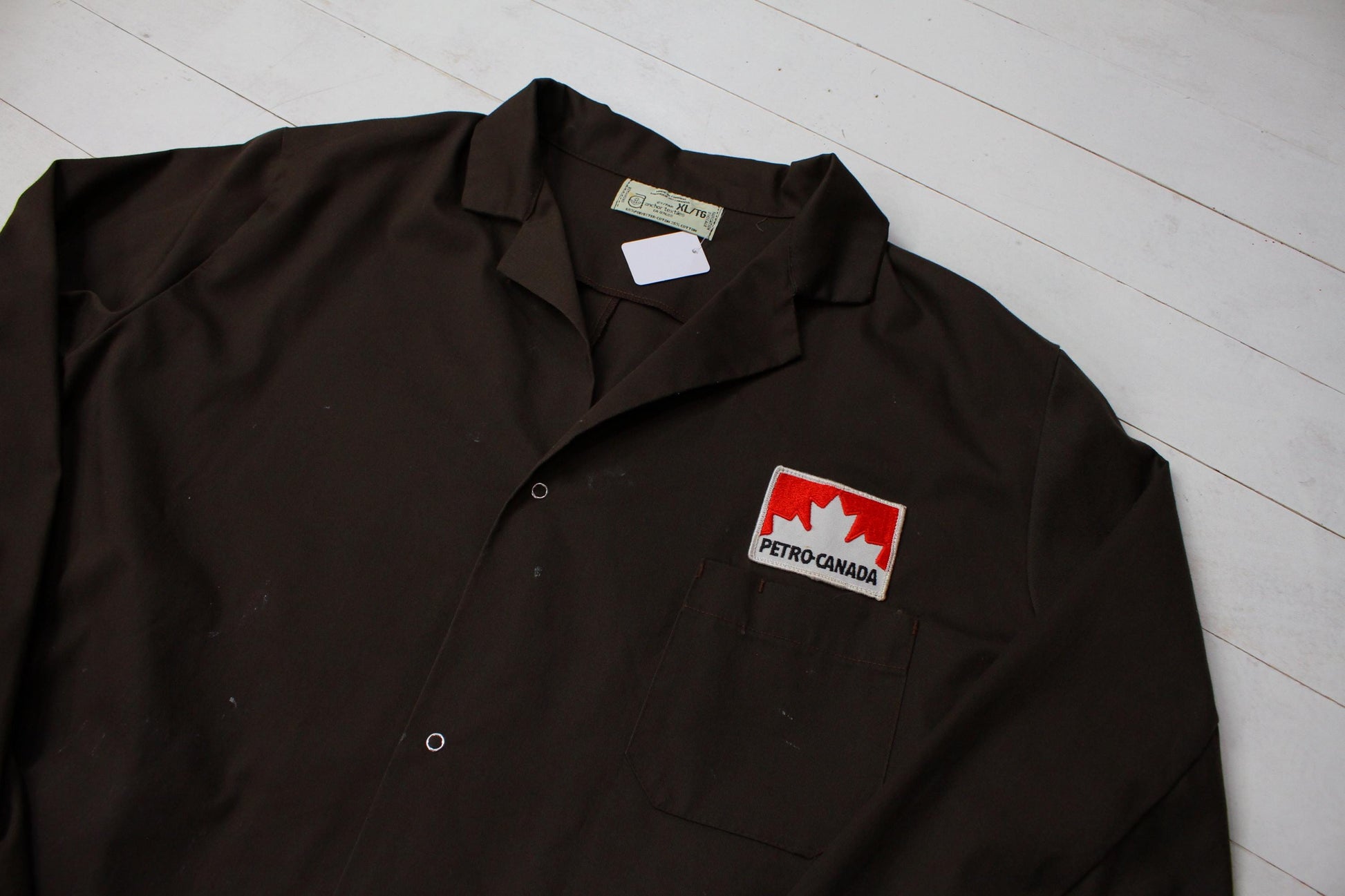1980s/1990s Anchor Textiles Brown Petro-Canada Shop Coat Made in Canada Size XL/XXL