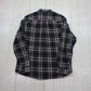 2010s Eddie Bauer Grey Plaid Button Down Flannel Shirt Size L/XL