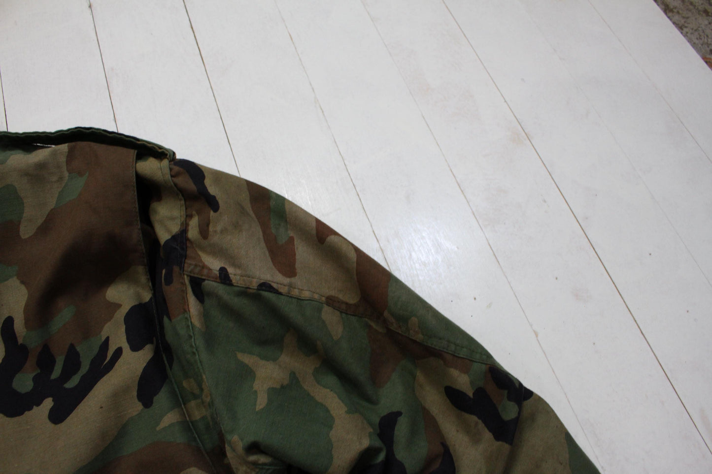 1980s US Military Woodland Camo M65 Jacket Size L/XL