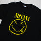 1990s/2000s Y2K M&O Knits Heavyweight Nirvana X-Eye Smiley Face Grunge Band T-Shirt Size L