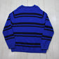 2000s/2010s Chaps Ralph Lauren Blue Black Striped Cotton Knit Sweater Size XXL