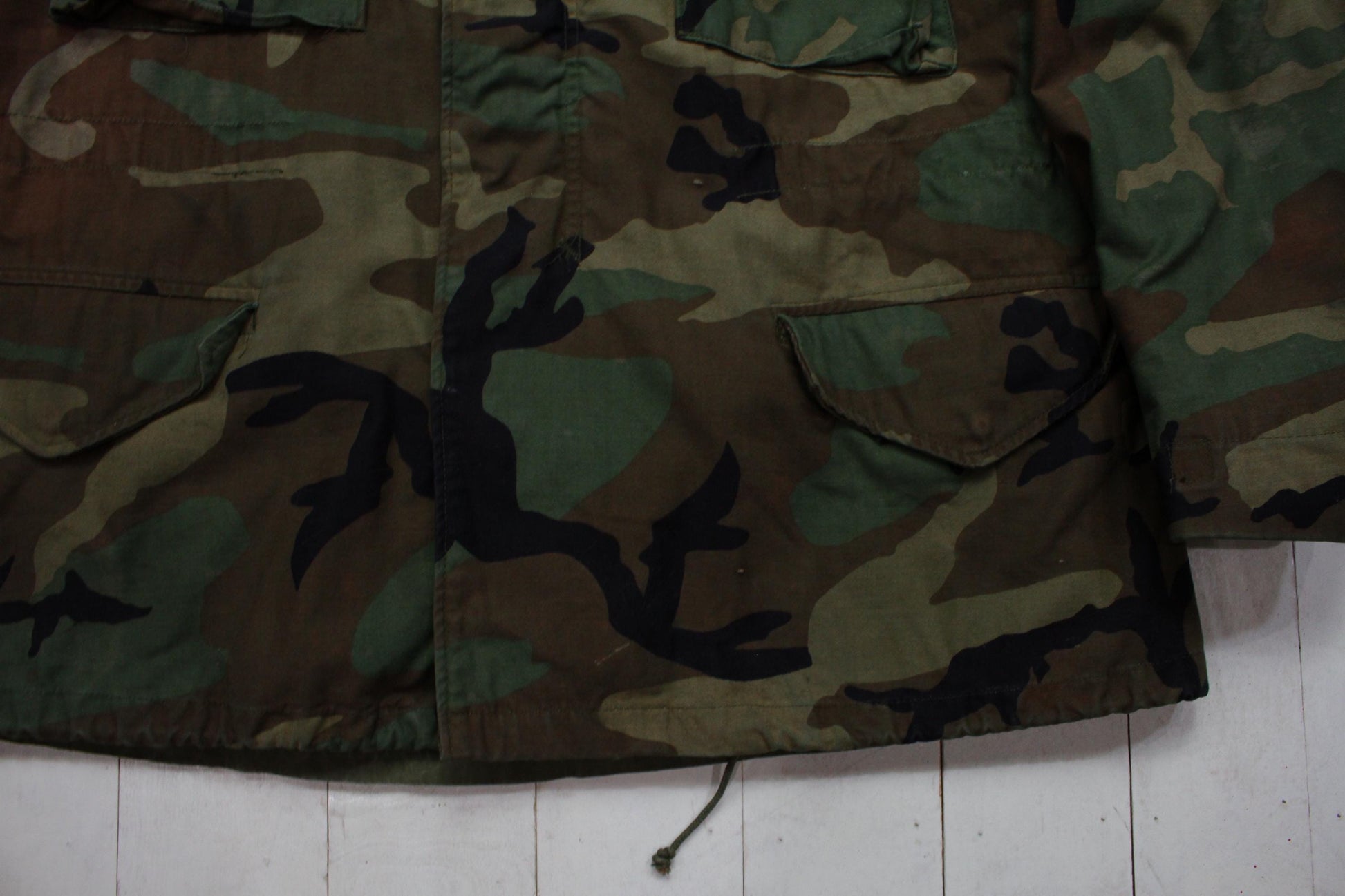 1980s US Military Woodland Camo M65 Jacket Size L/XL