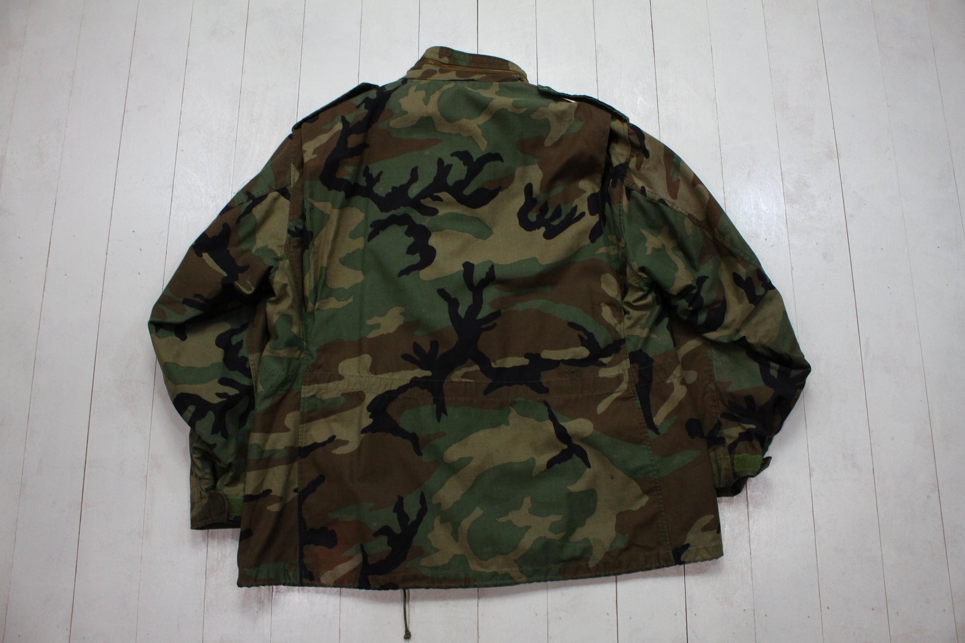 1980s US Military Woodland Camo M65 Jacket Size L/XL