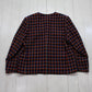 1980s/1990s Domina Black Multicolour Viscose Knit Business Suit Set Blazer and Skirt