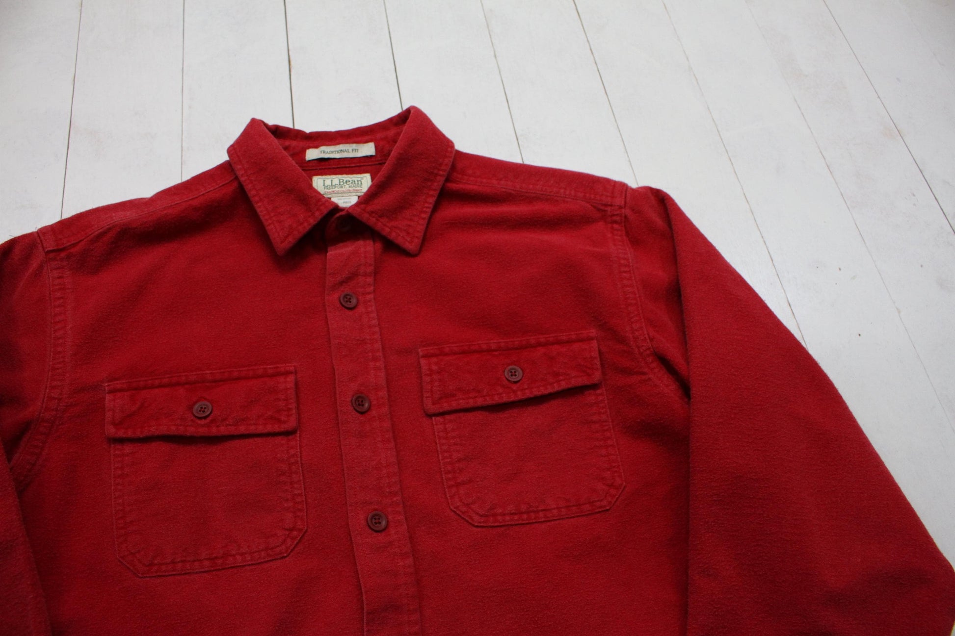 2010s LL Bean Red Chamois Buttup Up Shirt Size L