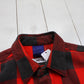 1990s/2000s Y2K Red Black Buffalo Plaid Flannel Button Up Shirt Size M