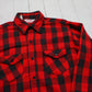 1970s Jim Catfish Hunter Red Black Buffalo Plaid Flannel Shirt Size M/L