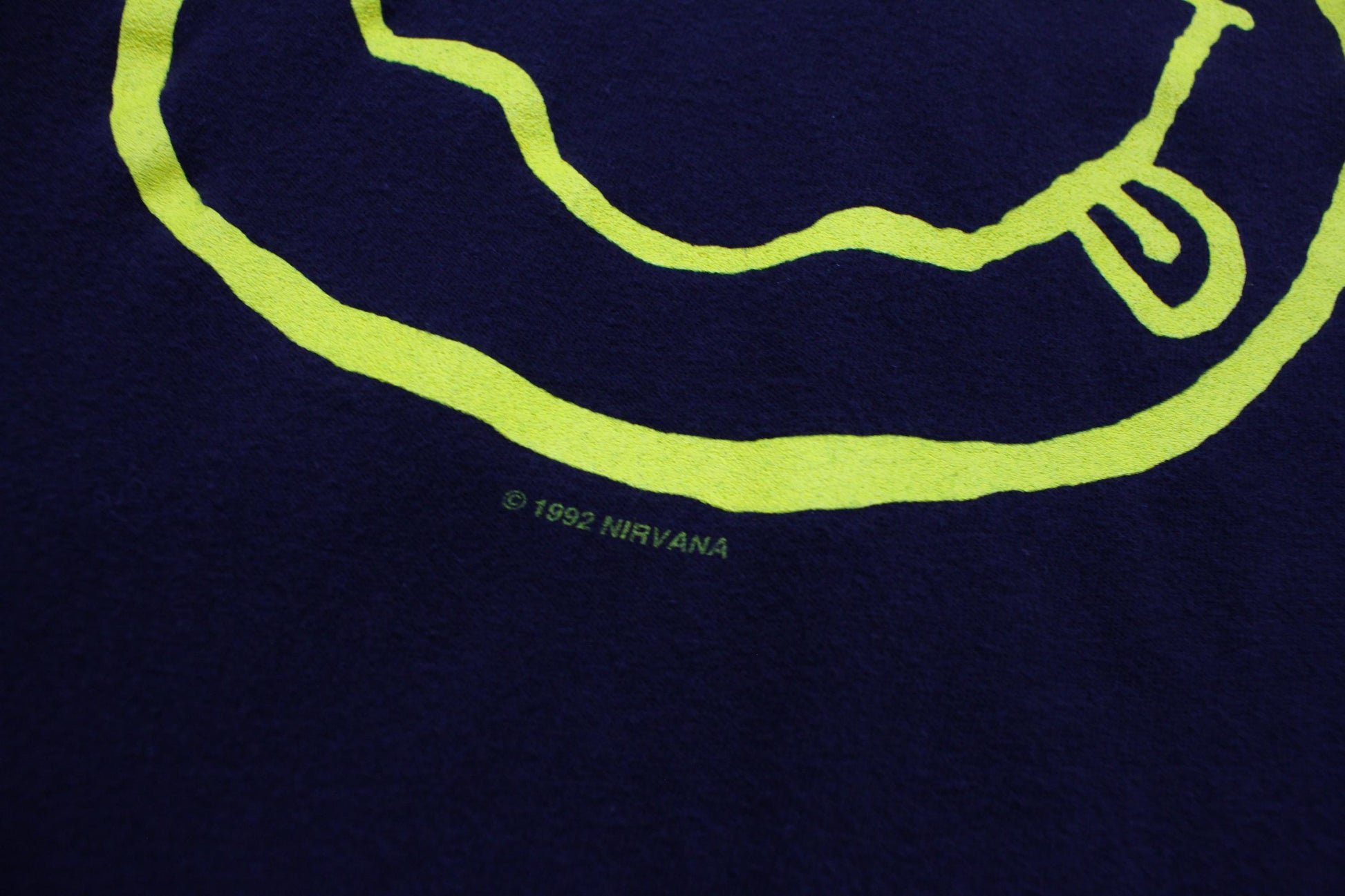 1990s/2000s Y2K M&O Knits Heavyweight Nirvana X-Eye Smiley Face Grunge Band T-Shirt Size L