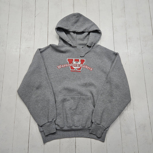 2000s Y2K Jerzees Grey Waynesburg Raiders Soccer Hoodie Sweatshirt Size L