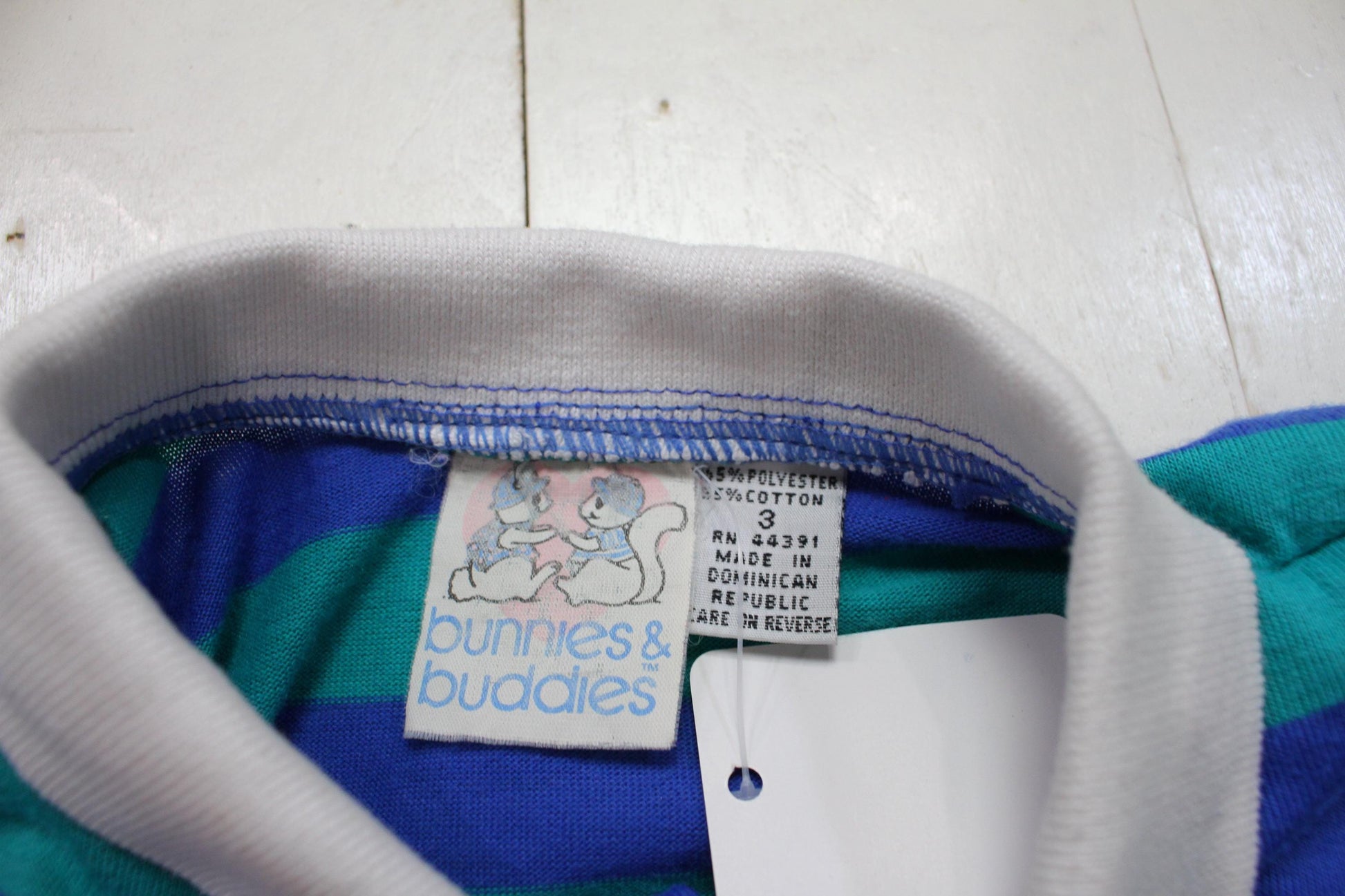 1990s Bunnies & Buddies Long Sleeve Polo Shirt Kid's Size 4T