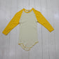 1980s Blank White Yellow Raglan Long Sleeve T-Shirt Made in USA Kids Size S