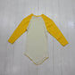 1980s Blank White Yellow Raglan Long Sleeve T-Shirt Made in USA Kids Size S
