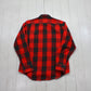 1990s/2000s Y2K Red Black Buffalo Plaid Flannel Button Up Shirt Size M