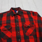 1990s/2000s Y2K Red Black Buffalo Plaid Flannel Button Up Shirt Size M