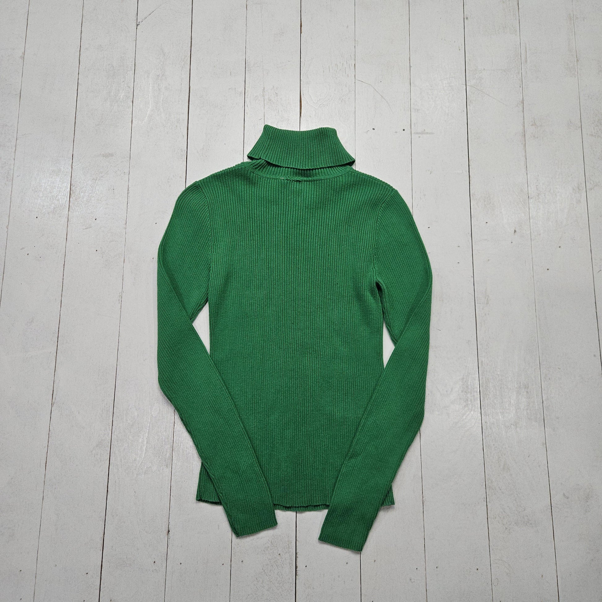 1990s/2000s Y2K Unbranded Green Turtleneck Sweatshirt Women's Size XS