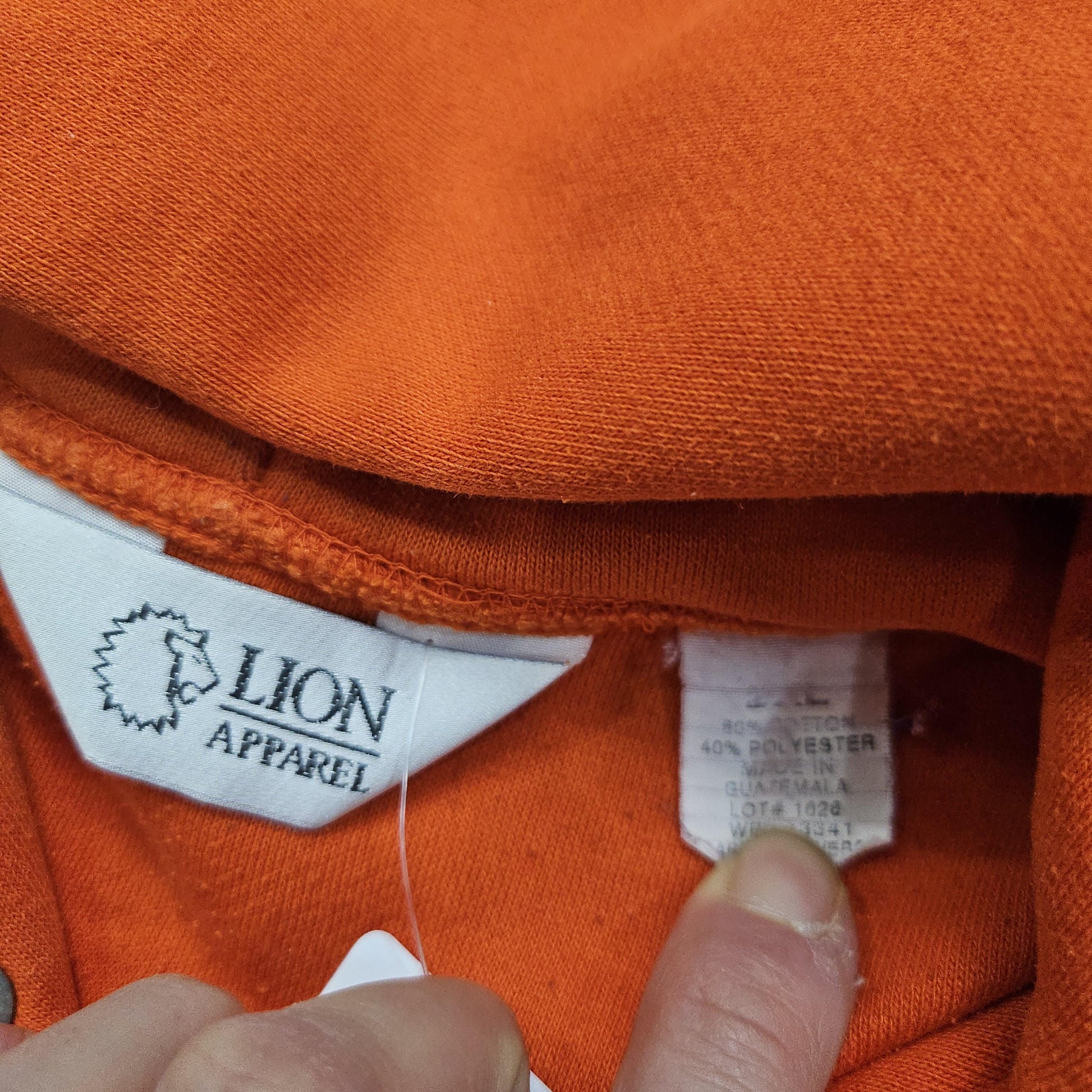 1990s/2000s Y2K Lion Apparel Double Face Orange Workwear Hoodie Size XXL/3XL+
