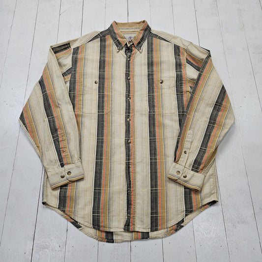 1990s The Territory Ahead Striped Button Down Shirt Size L/XL