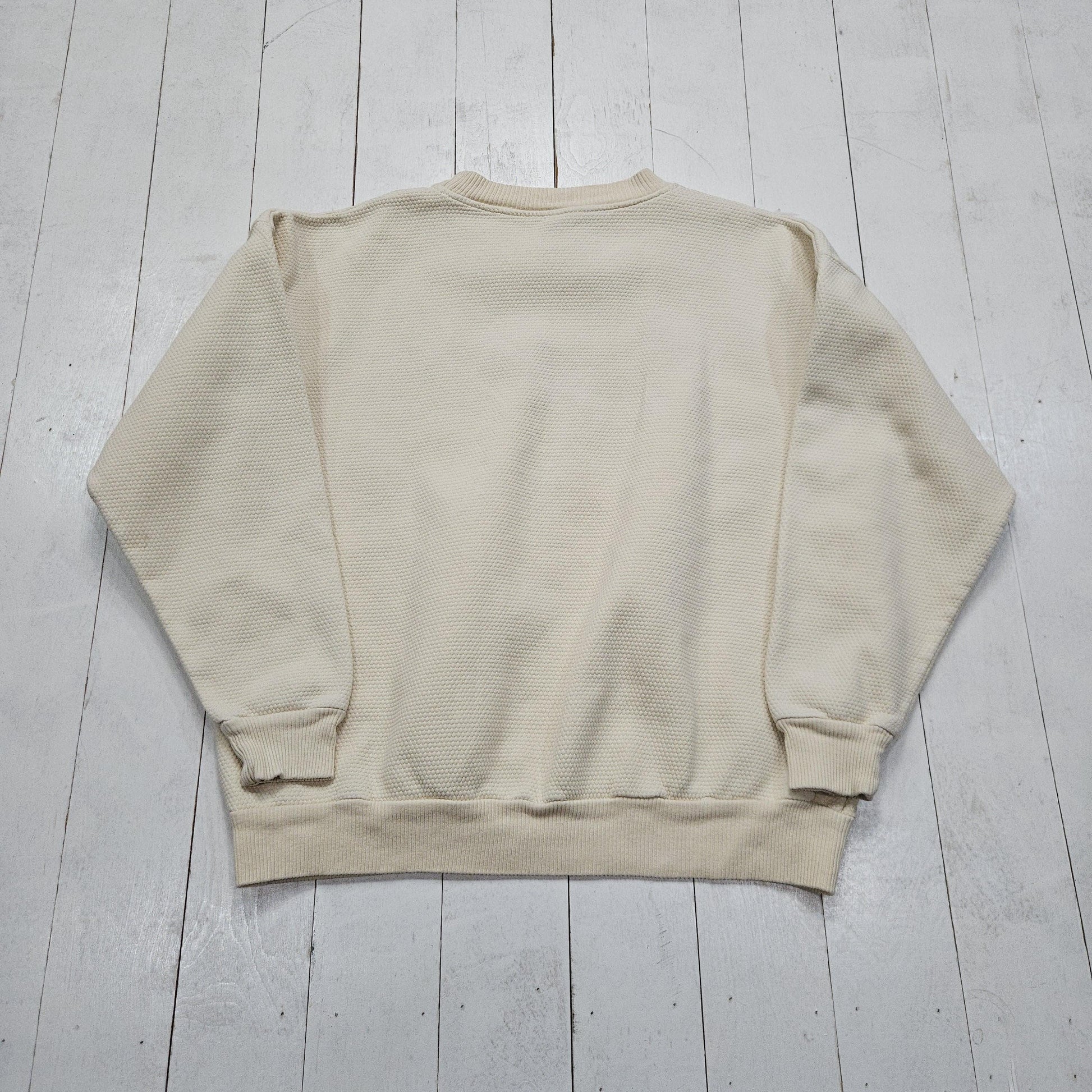 1990s Toledo Sport Yellow Virginia Beach Waffle Texture Sweatshirt Made in USA Size M/L