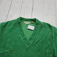 1970s Sears Green V-Neck Velour Sweatshirt Made in USA Women's Size M