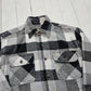 2000s Winter Run White/Grey/Black Buffalo Plaid Flannel Shirt Size S/M