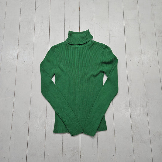 1990s/2000s Y2K Unbranded Green Turtleneck Sweatshirt Women's Size XS