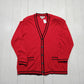 1990s Cathy Daniels Red Acrylic Knit Cardigan Sweater Womens Size XL