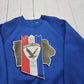 1990s 1991 Fruit of the Loom Blue Desert Storm Military Raglan Sweatshirt Made in USA Size M