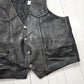 1980s/1990s Black Buffalo Nickle Snaps Leather Vest Size XL
