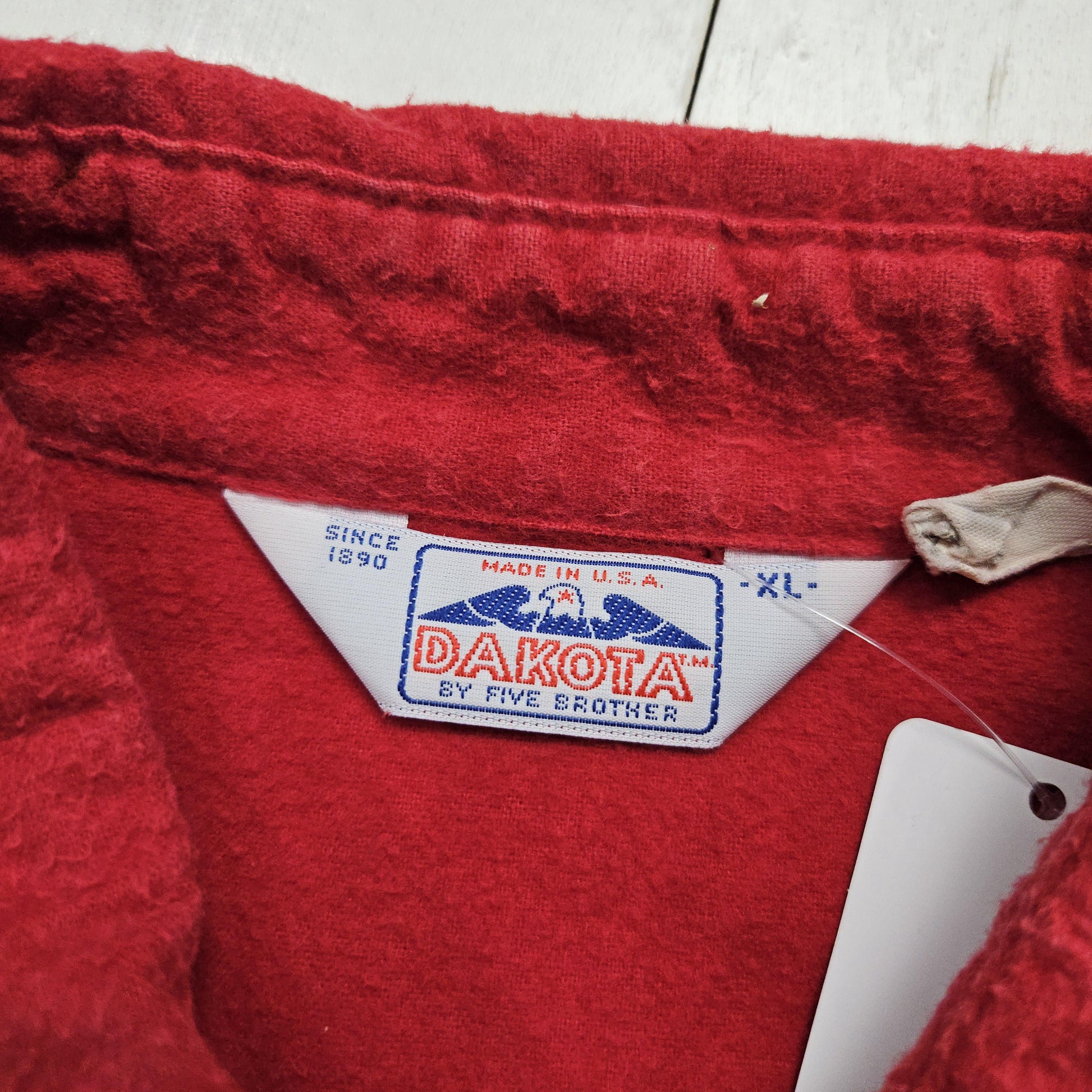 1980s Dakota by Five Brother Red Chamois Western Shirt Made in USA Size L