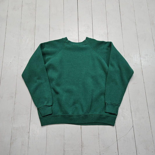 1990s Hanes Her Way Green Blank Raglan Sweatshirt Made in USA Womens Size M