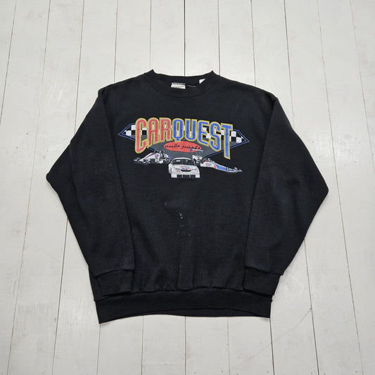 1990s Tultex Black Car Quest Auto Parts Racing Sweatshirt Made in USA Size M