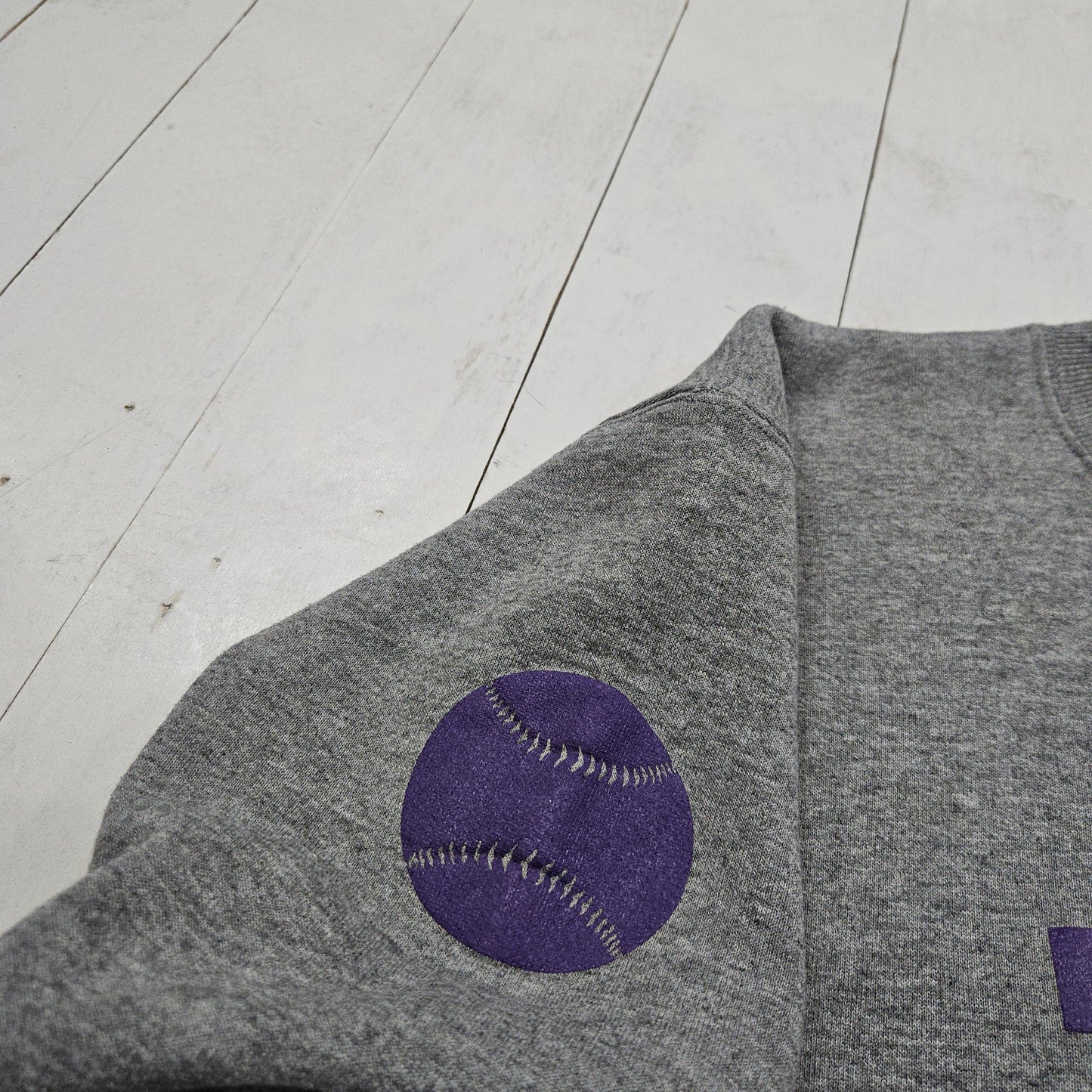1990s Russell Athletic Grey Triway Softball Sweatshirt Made in USA Size M