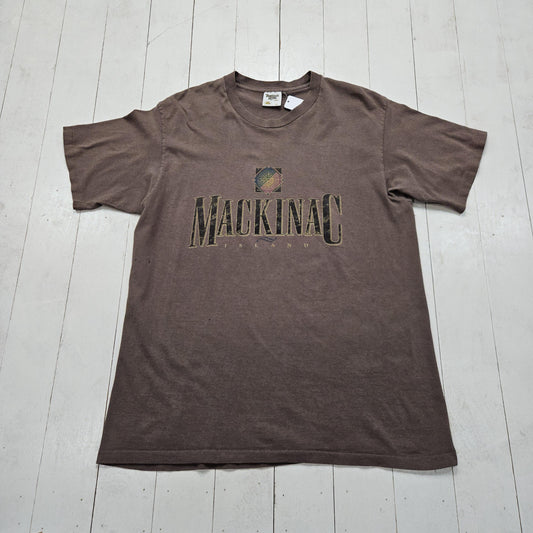 1990s 1995 Tennessee River Brown Mackinac Island Michigan Souvenir T-Shirt Made in USA Size XL