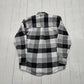 2000s Winter Run White/Grey/Black Buffalo Plaid Flannel Shirt Size S/M