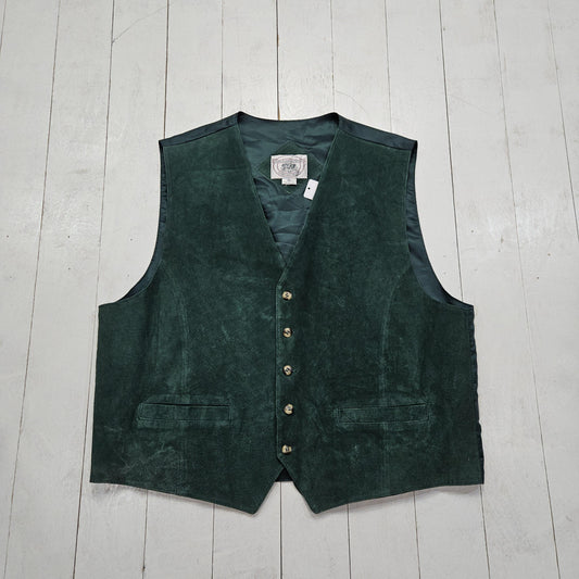 1990s John Ashford Sport Green Suede Leather Vest Size L/XL