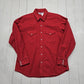 1980s Dakota by Five Brother Red Chamois Western Shirt Made in USA Size L