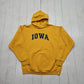 1990s/2000s Y2K Yellow Iowa Hoodie Sweatshirt Size M