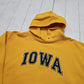 1990s/2000s Y2K Yellow Iowa Hoodie Sweatshirt Size M