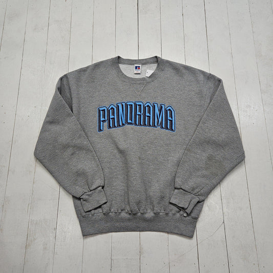 1990s/2000s Y2K Russell Athletic Grey Panorama Sweatshirt Size L