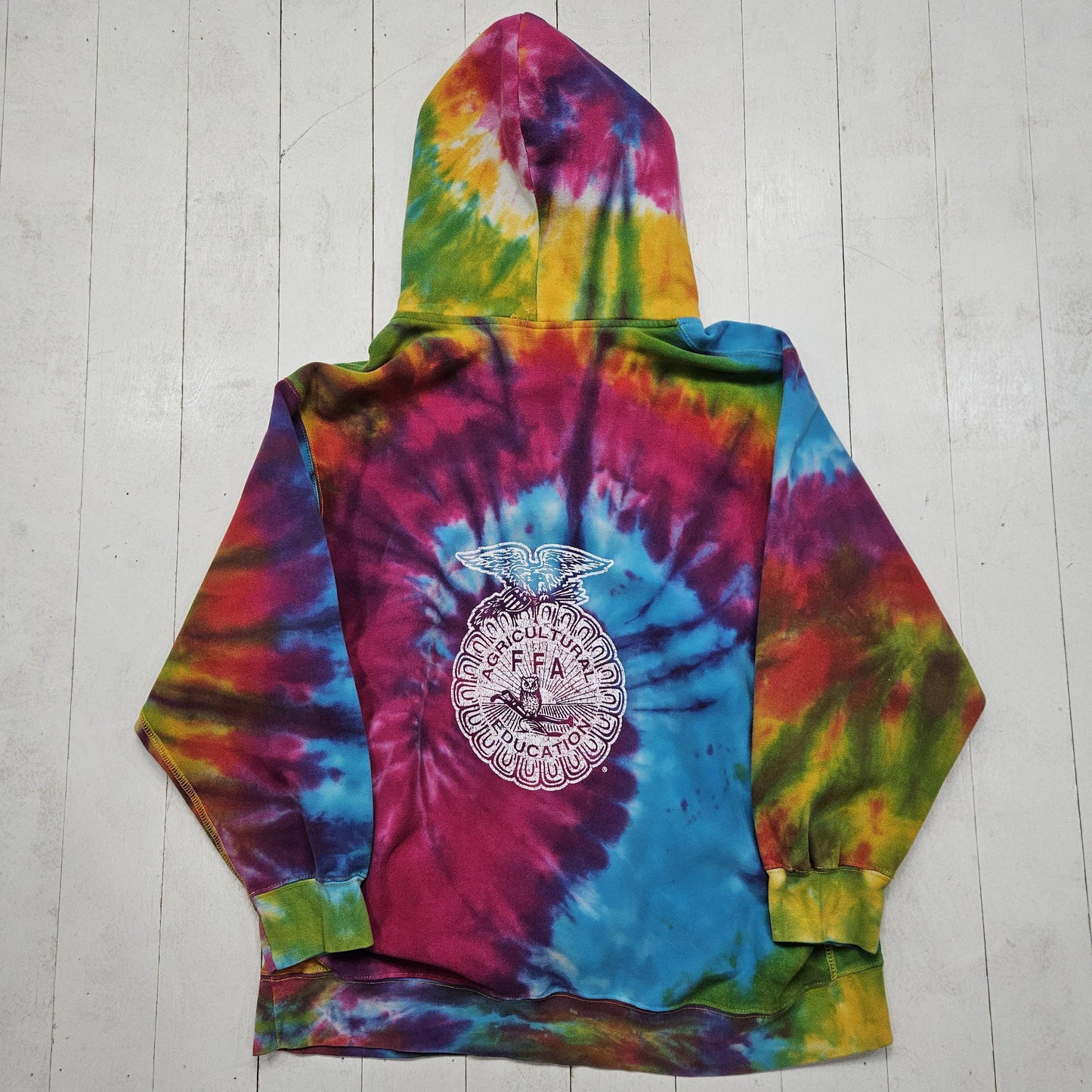 2000s Y2K MV Sport Pro Weave Tie Dye FFA Reverse Weave Style Hoodie Sweatshirt Size XL