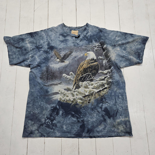 1990s 1999 The Mountain Blue Wild Wings Bald Eagle TIe Dye Wildlife Nature T-Shirt Size XL