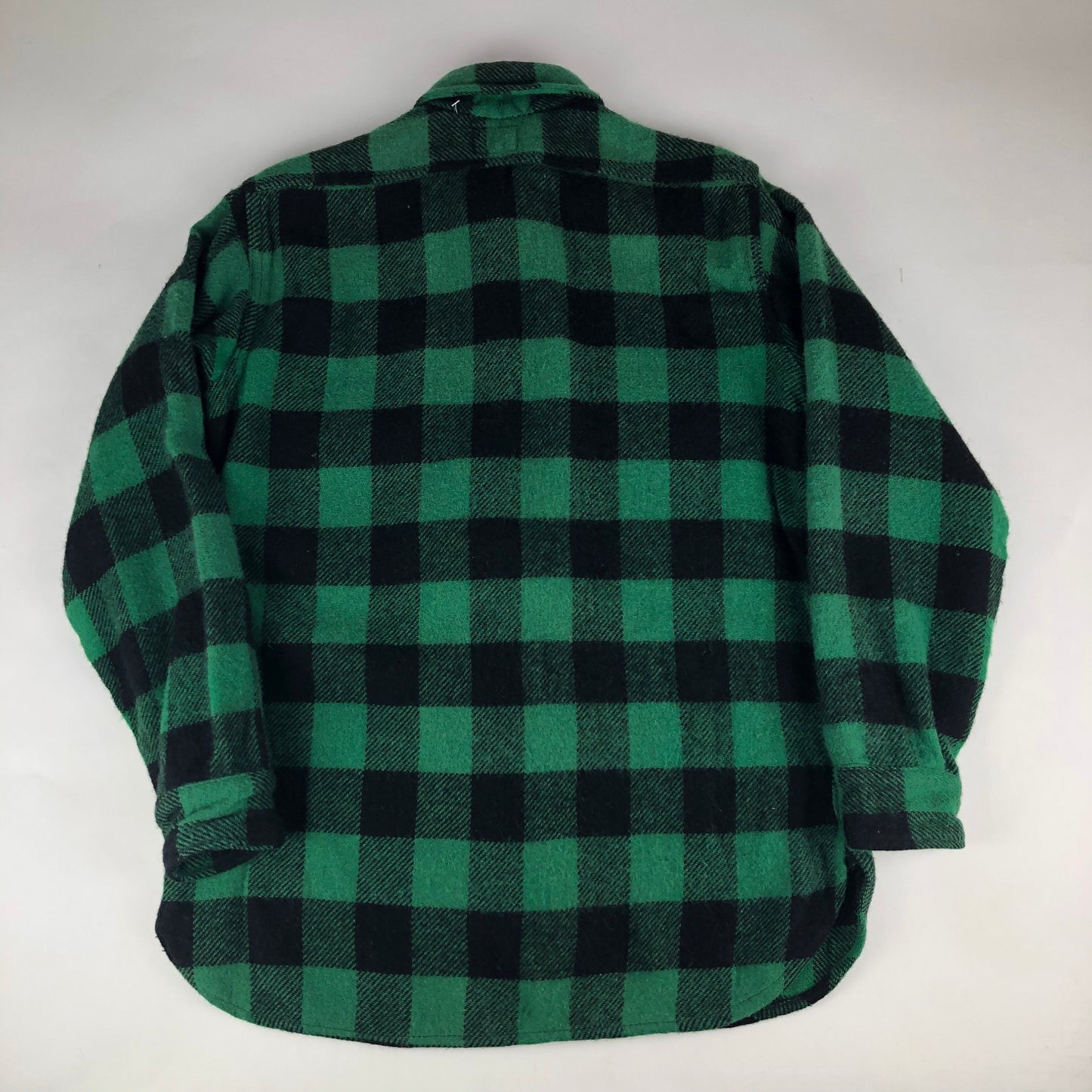 Vintage 1950s Union Made Five Brother Green Buffalo Check Plaid Wool Shirt Jacket