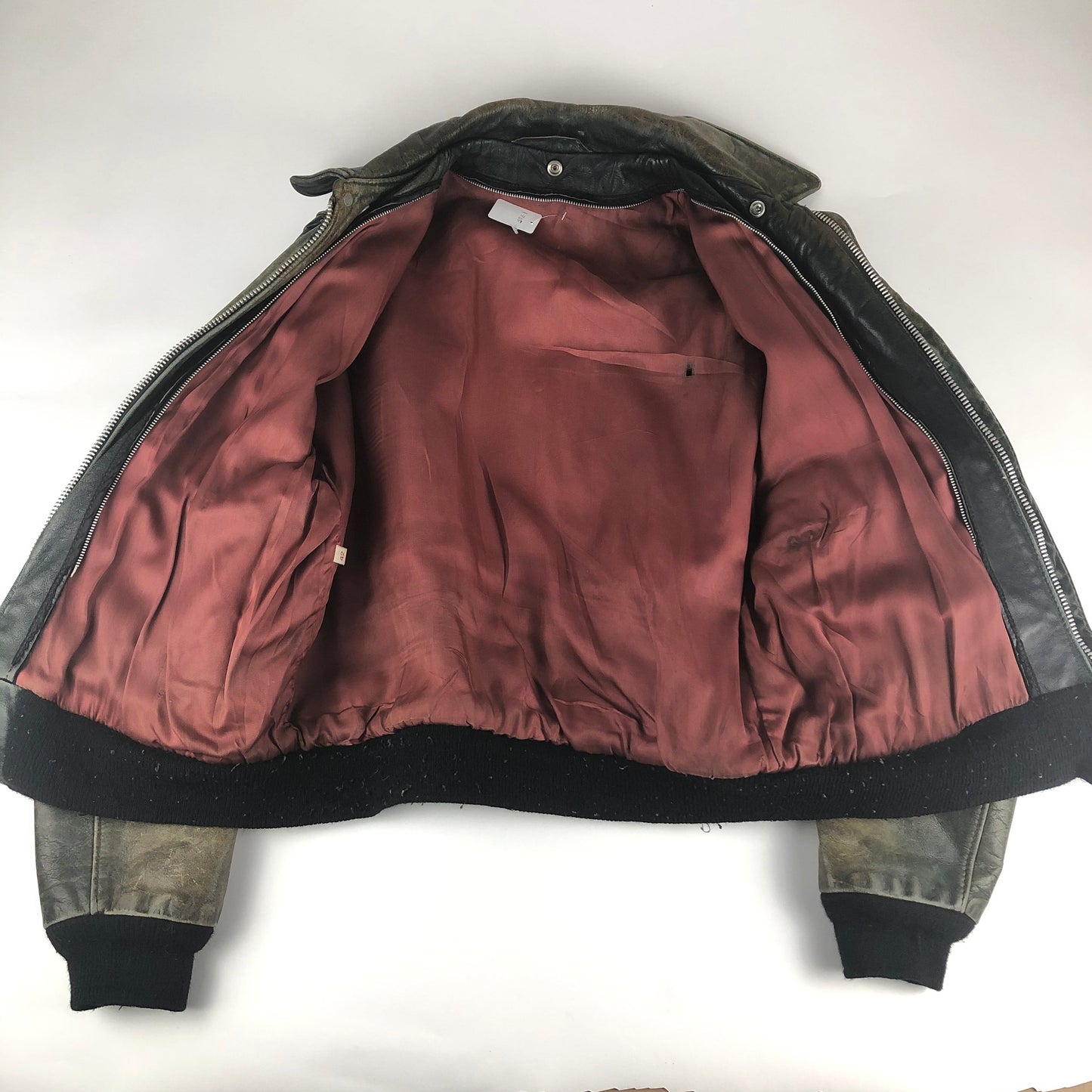 1970s Faded A2 Style Leather Bomber Jacket Size L/XL