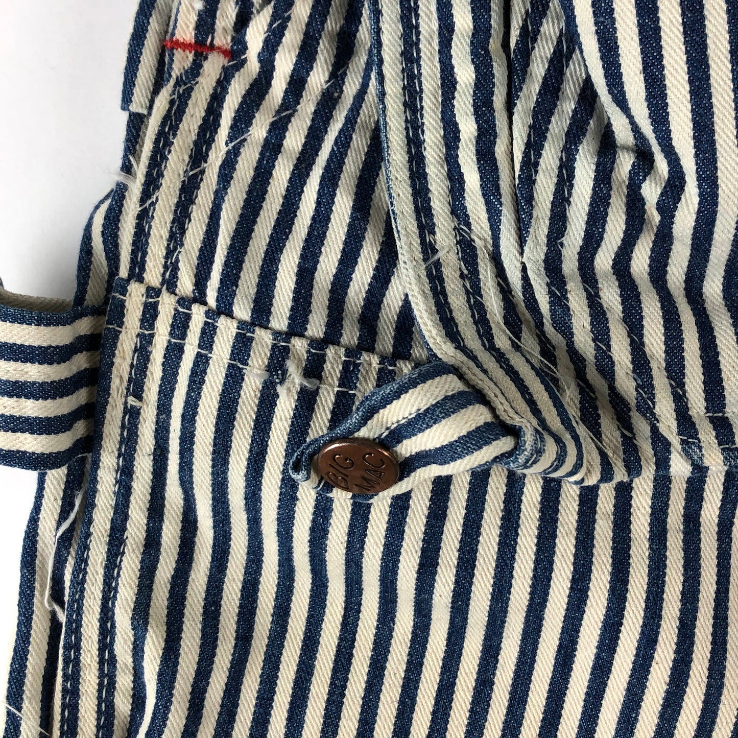 1960s/1970s JC Penney Big Mac Striped Bib Overalls with Tool Pouch Made in USA 33x29