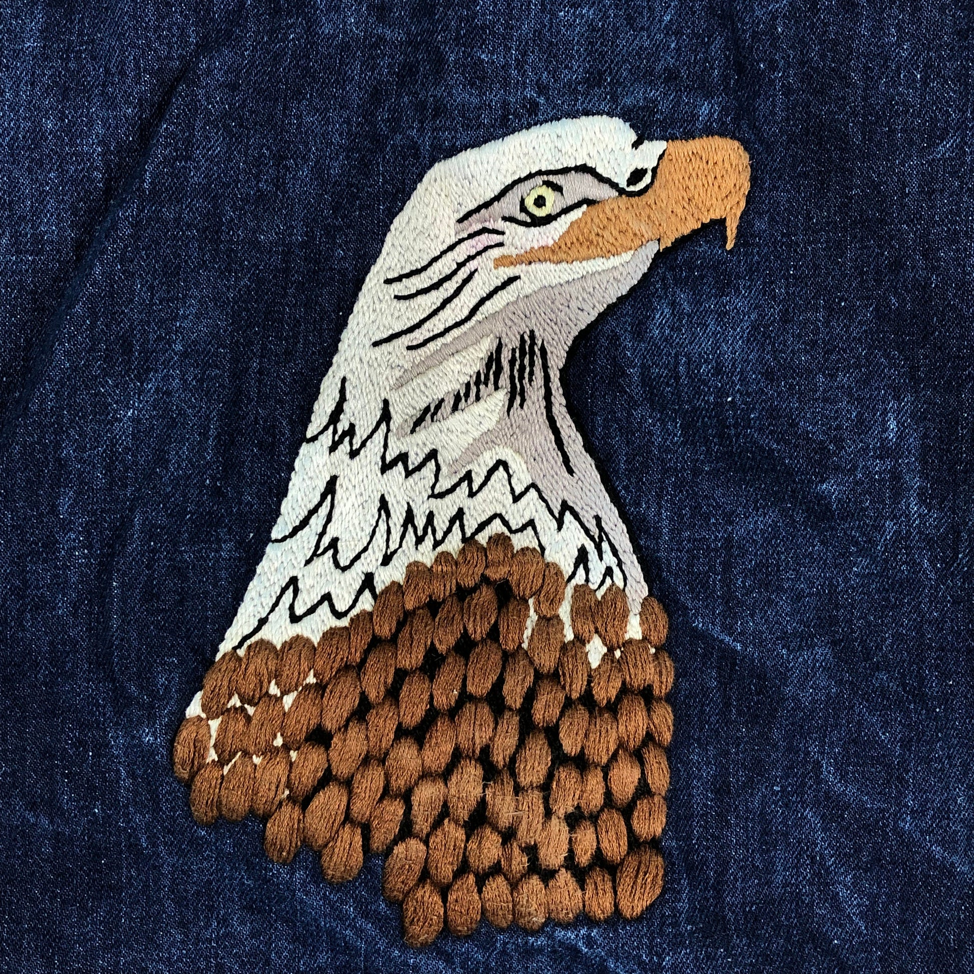 1960s Buckaroo by Big Smith Pleated Denim Jacket with Embroidered Eagle Made in USA Size S/M