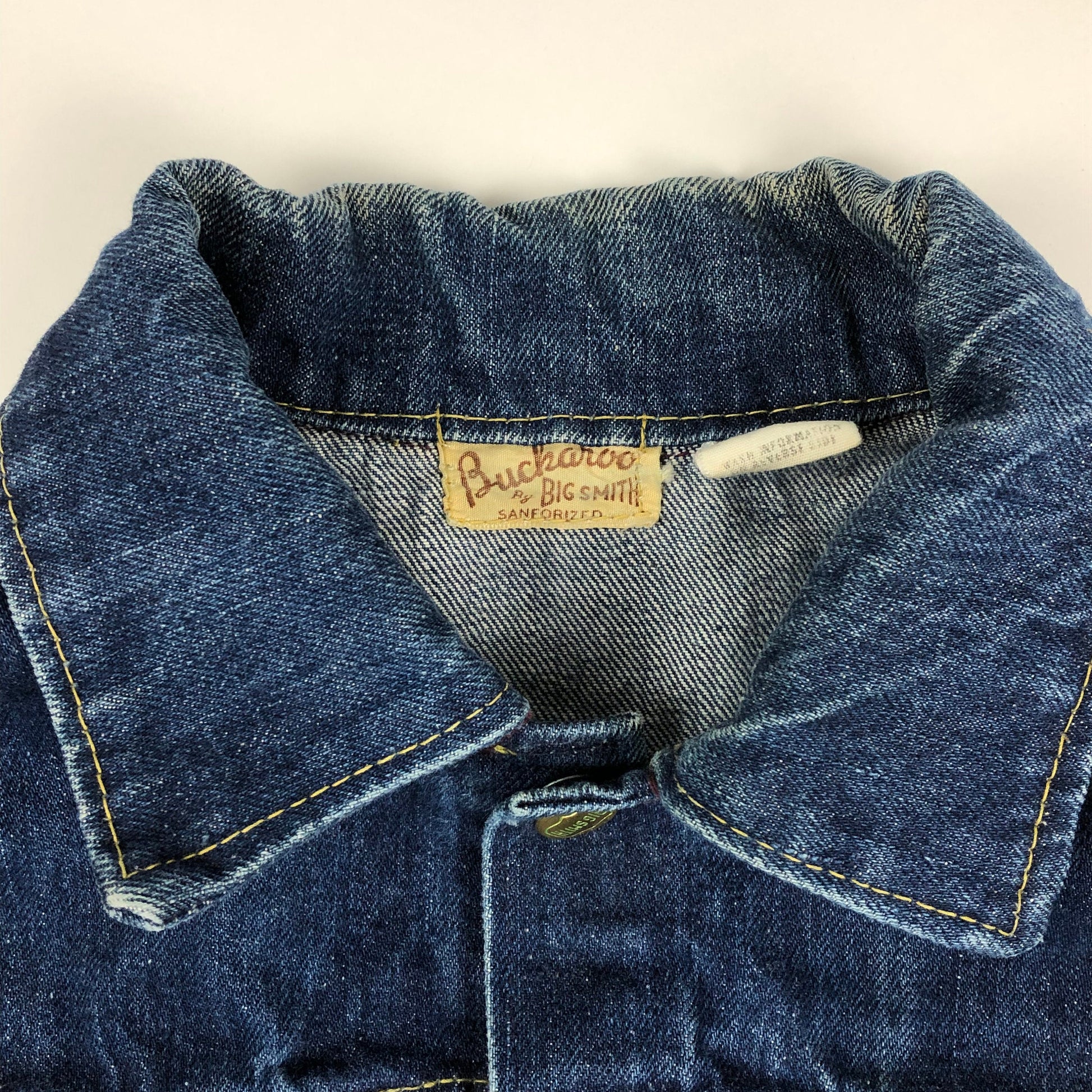 1960s Buckaroo by Big Smith Pleated Denim Jacket with Embroidered Eagle Made in USA Size S/M