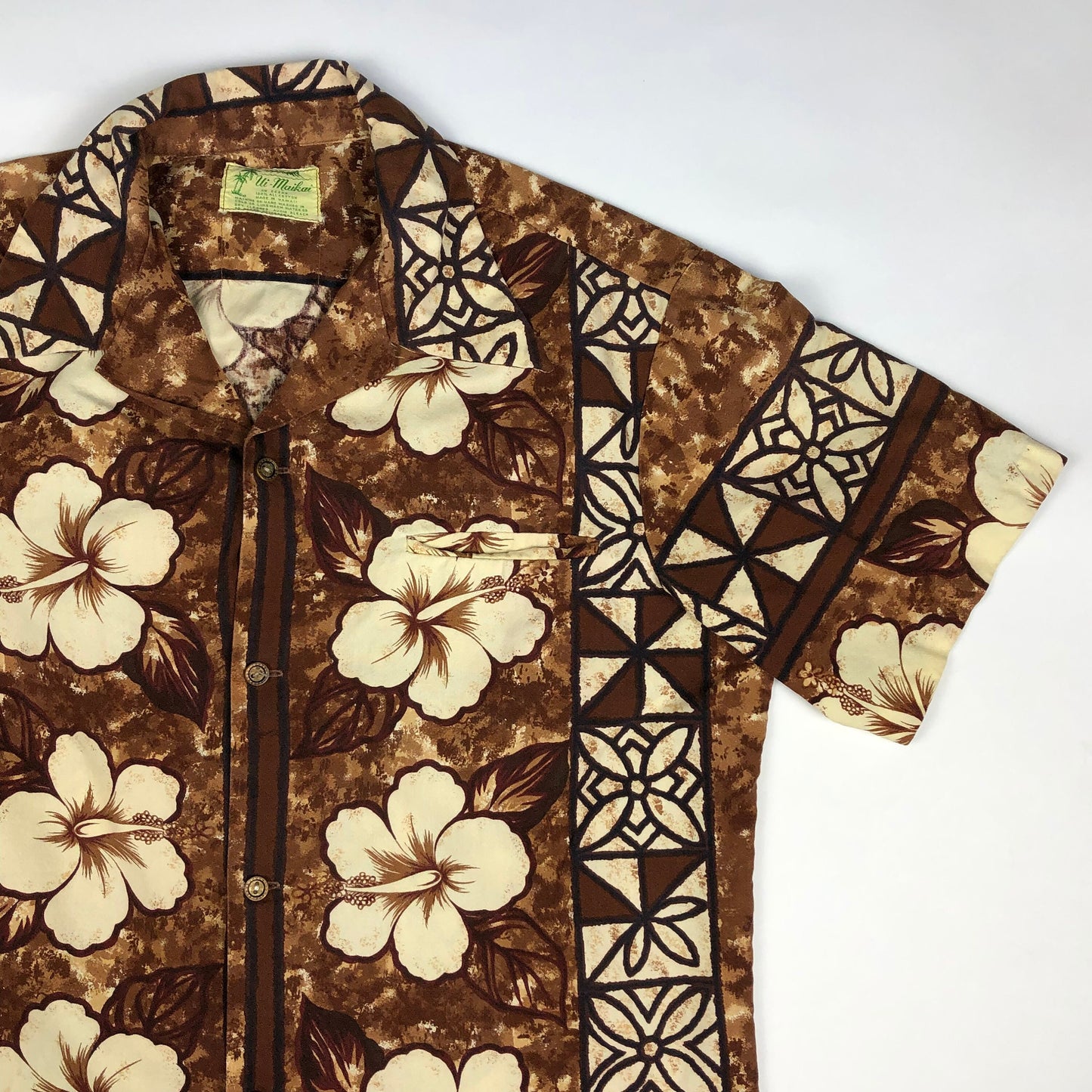 1960s Ui-Maikai Selvedge Hawaiian Shirt Size M/L
