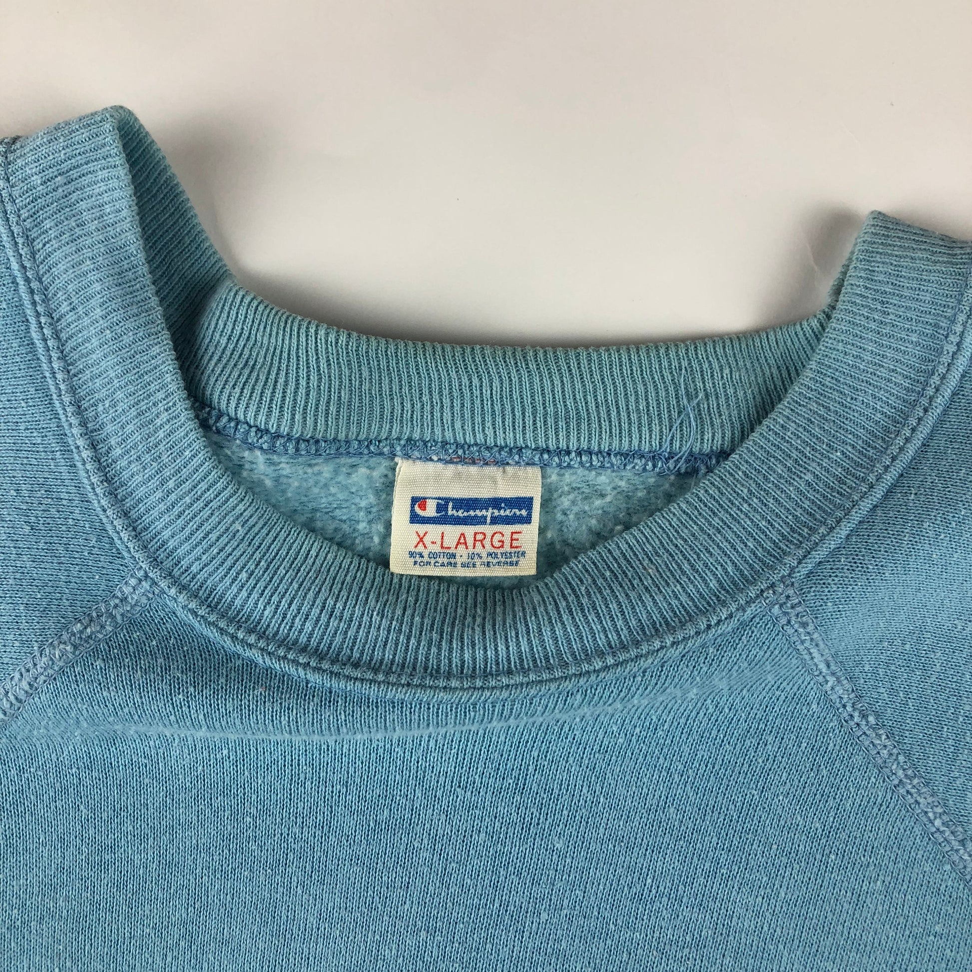 1970s Champion Blue Bar Raglan Sweatshirt Niagara Falls Police Roach Butterfly Print Made in USA Size S/M
