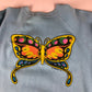1970s Champion Blue Bar Raglan Sweatshirt Niagara Falls Police Roach Butterfly Print Made in USA Size S/M