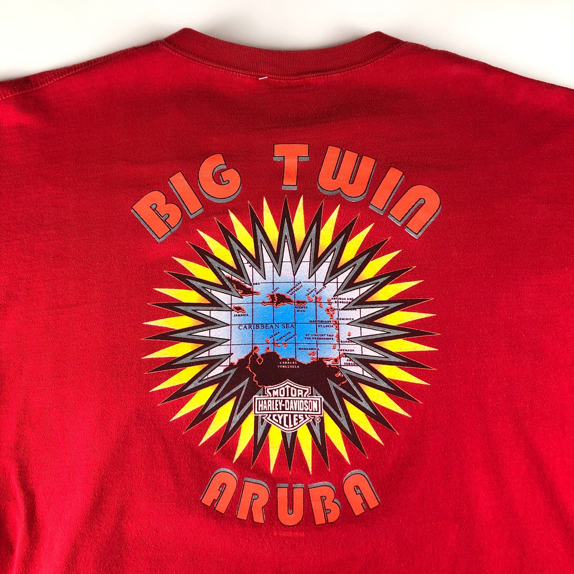 2000s Harley Davidson Bar & Shield Logo Print Big Twin Aruba T-Shirt Size XL